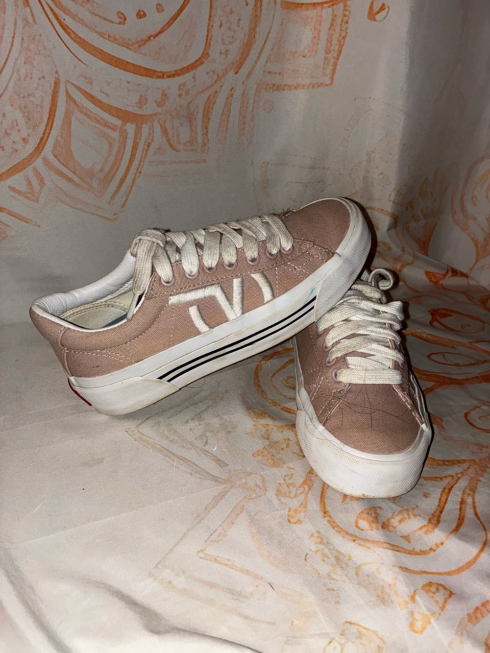 Vans Pink and White Low-Top Sneakers